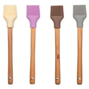 فرچه سيليکوني دسته چوبي گرد