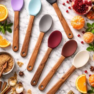 قاشق سيليکوني ميني فانتزي چوبي